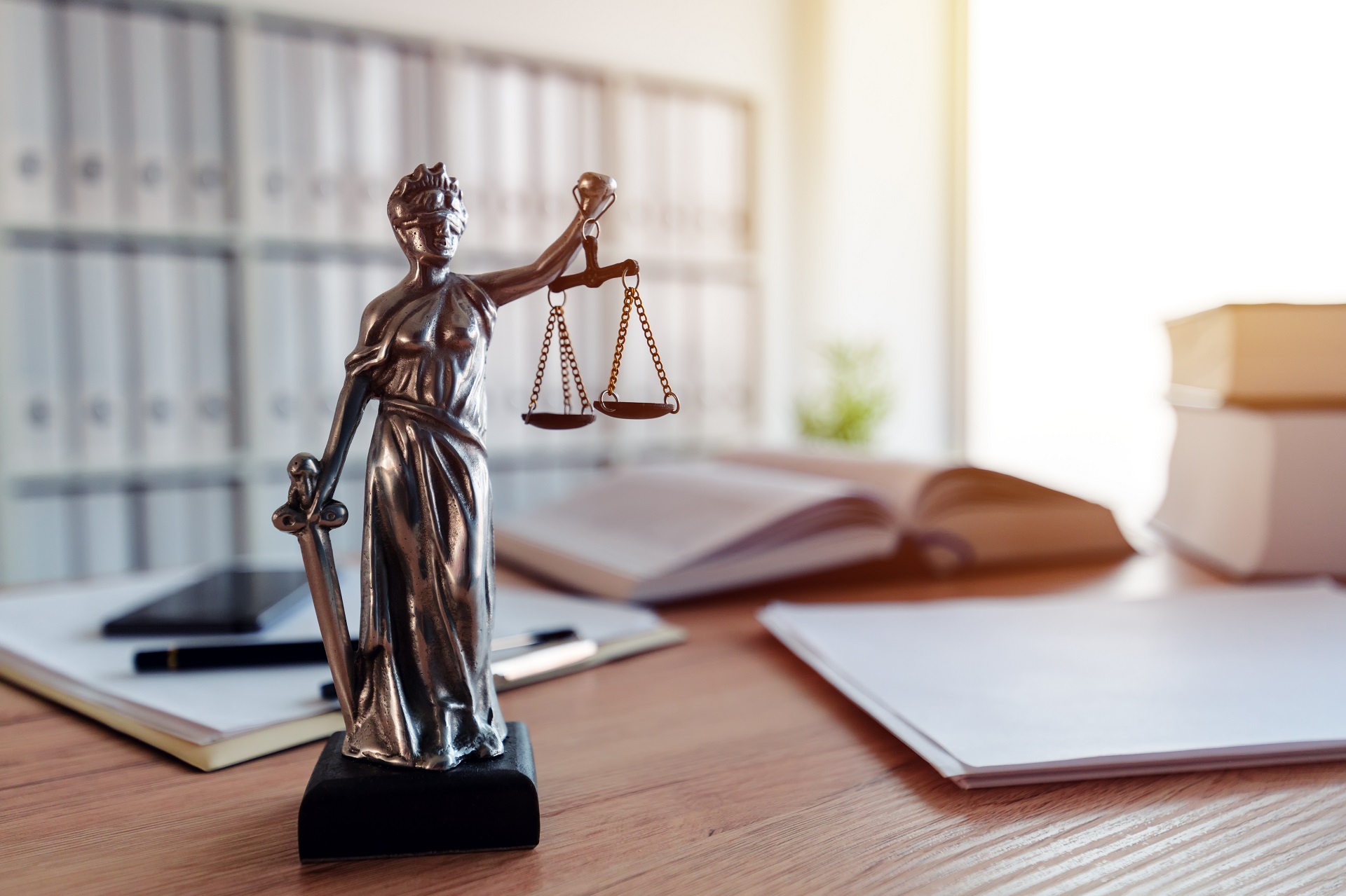 Lady Justice Statue in Law Firm Office | Murder Defense Lawyers in Los Angeles​​ | Wegman & Levin
