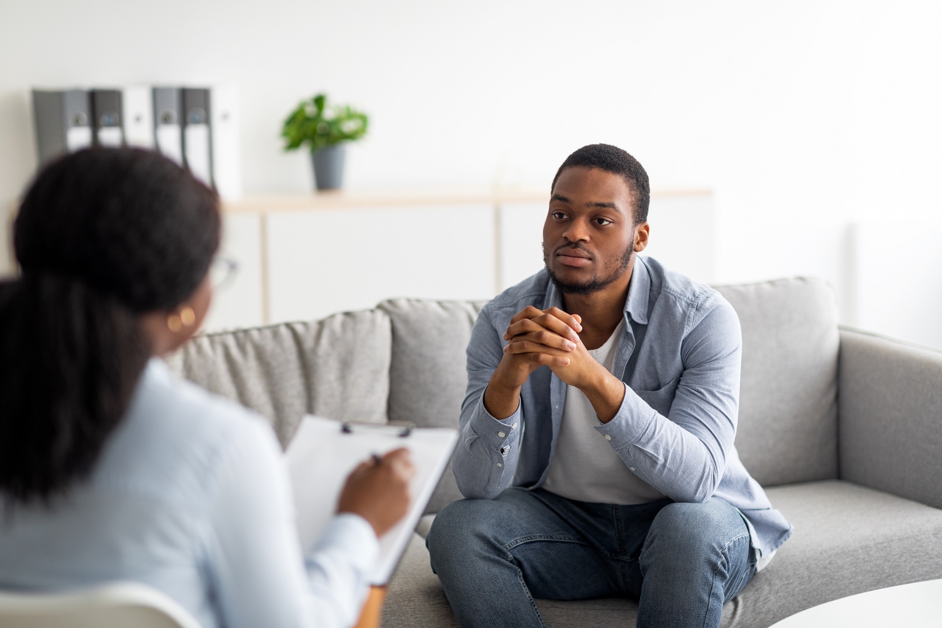 Depressed Male Patient Having Psychotherapy Session | Criminal Attorney in LA | Wegman & Levin